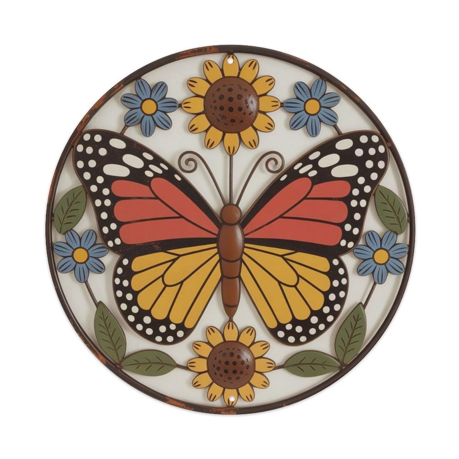 Butterfly & Sunflower Metal Tin Sign Plaque