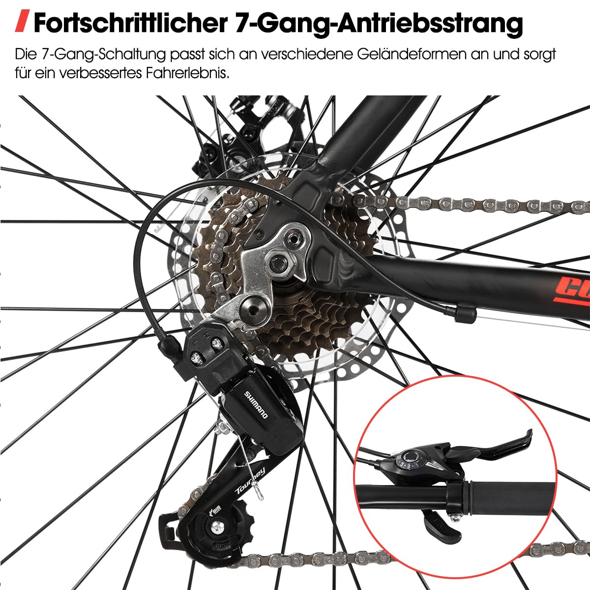 Hiland 700C Rennrad Herren und Damen, Aluminiumrahmen, 7 Gang Rennrad mit Doppelscheibenbremsen, Rahmenhöhe 530mm, 28 Zoll Straßenfahrrad für Pendler, Schwarz