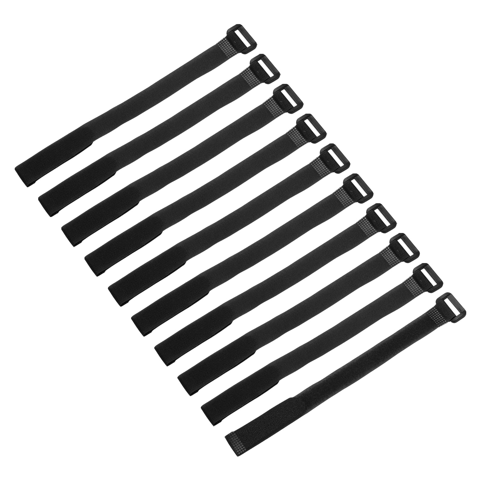 sourcing map 10 Pcs Reusable Battery Tie Down Straps 16mm x 30cm Nylon Multipurpose Battery Hold Down Adjustable Cinch Strap Hook Loop Fastening Tie for Quadcopters FPV RC Drone Boat Car, Black