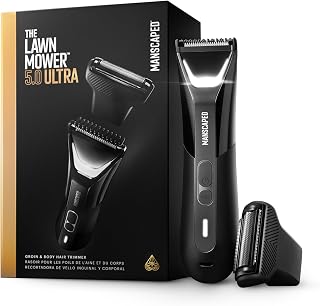 MANSCAPED Lawn Mower 5.0 Ultra SkinSafe Groin & Body Trimmer - Dual-Head, Waterproof, USB-C, Travel Case, Black