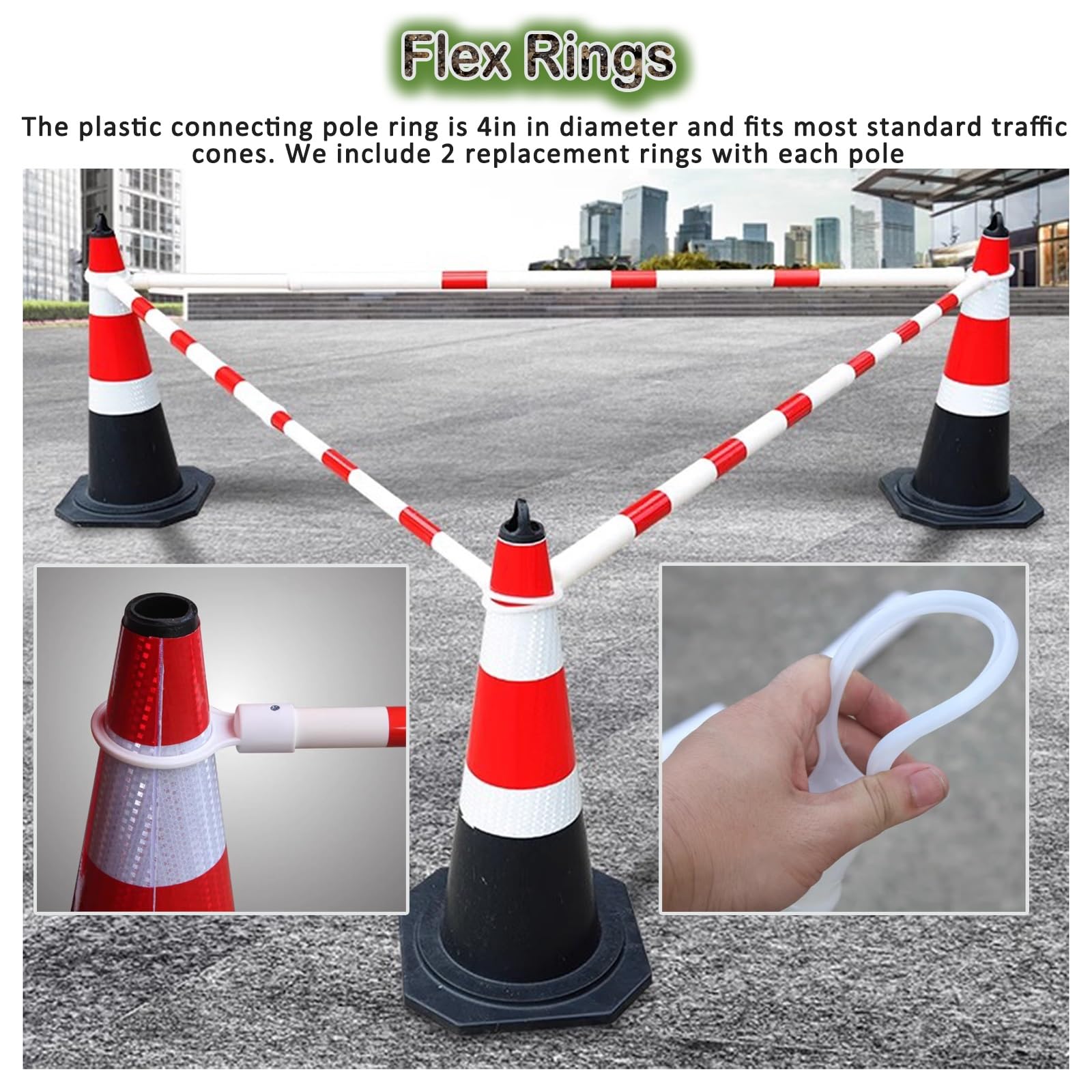 Conos de señalización Vial de Alta Visibilidad, Postes de conexión entrelazados para el Mantenimiento de Carreteras - Juego de 6 Piezas, Azul y Blanco, para Fines de construcción y advertenc