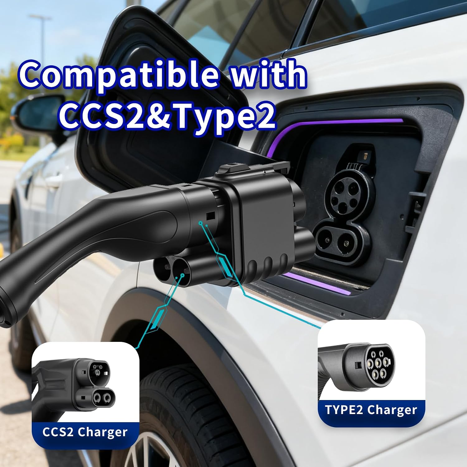 CCS2 to CCS1 EV Charger Adapter Supptrt DC AC Two Charging Modes DC 1000V 400A Fast Charger Adapter for CCS1 EV