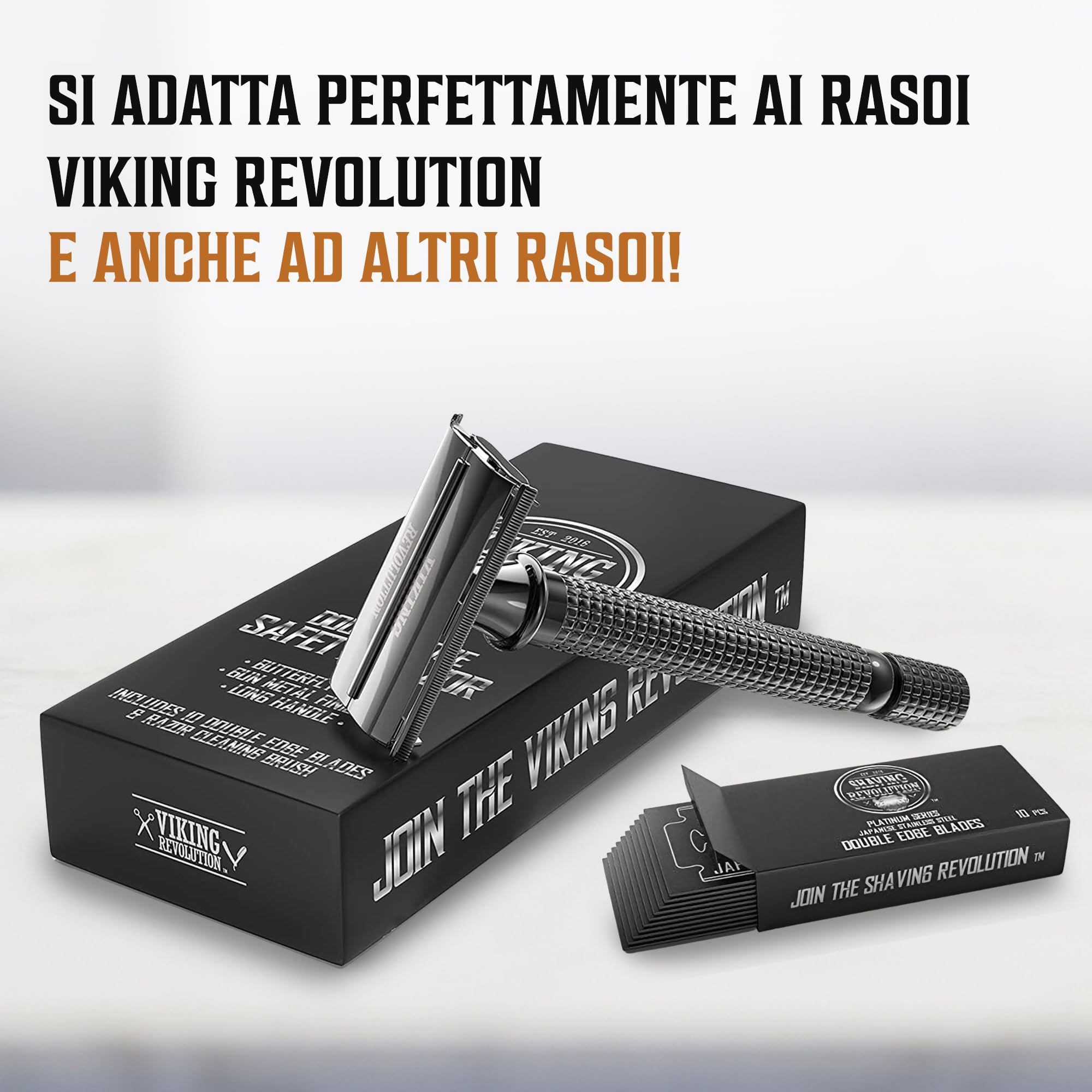 Shaving Revolution - 50 Lame da Rasoio a Doppio Taglio - Sicurezza per la Rasatura Maschile in Acciaio Inox Giapponese al Platino per una Rasatura Liscia, Precisa e Pulita