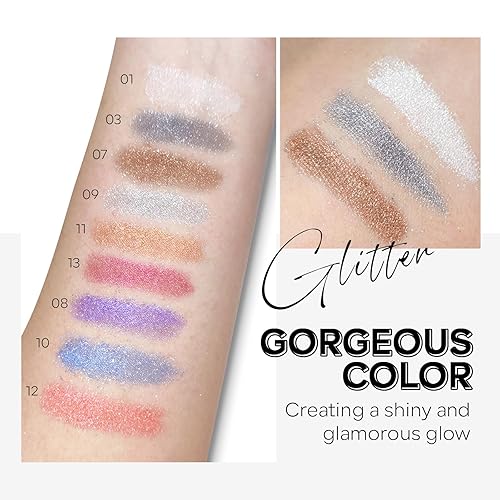 Miniatura 4 de KYDA Sombra de ojos en polvo enrollable de 3 colores, sombra de ojos holográfica con purpurina, maquillaje en polvo de sombra de ojos de sirena