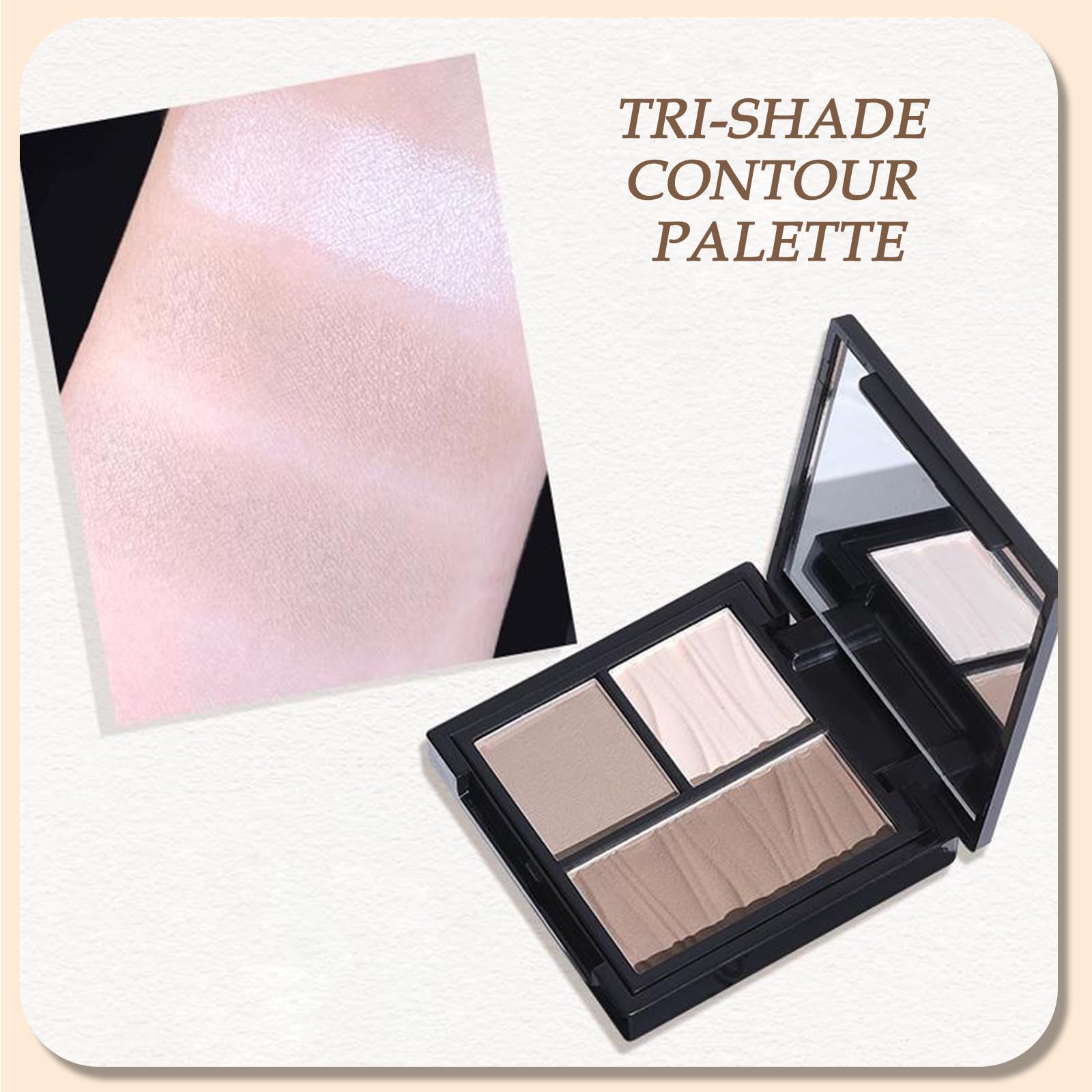 Contour Palette 3-Shade Contour Palette Face Bronzer Highlighter Silky Smooth & Blendable Texture Contour Powder Palette Multi-Use Face Palette Blendable Compact Matte Powder Makeup - Image 3