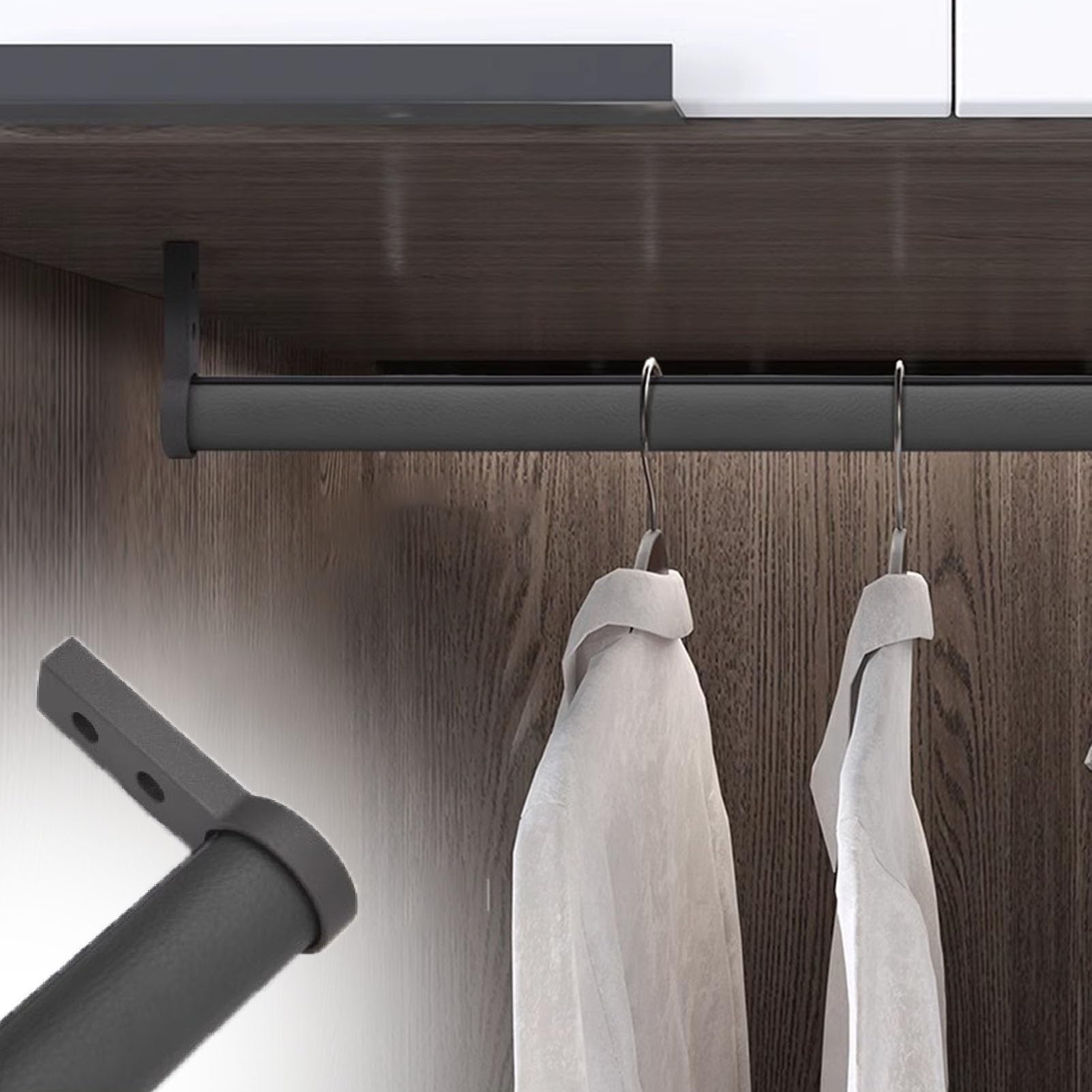 wardrobe rail 1 1/8 In Dia Metal Closet Clothes Rods, Heavy Duty Wardrobe Hanging Tube with Leather Cover(Color C,130cm(51 1/8 in))