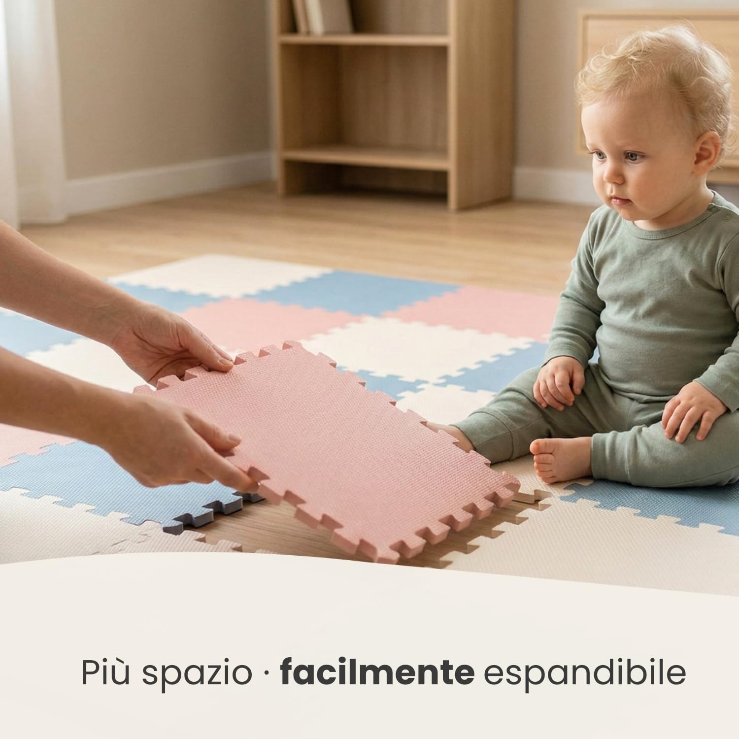 LittleTom 27 Pezzi Tappeto Puzzle per Bambini - Certificato TÜV - Piastrelle EVA con Bordi 30x30 cm - Pavimento Morbido e Antiscivolo - Superficie Puzzle Protettiva per la Cameretta e Gioco a Terra