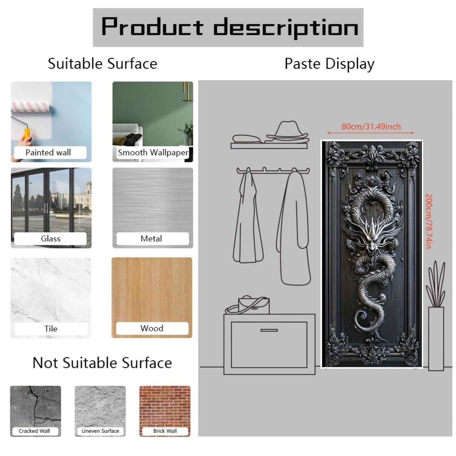 Adesivi Per Porte Pellicola Per Porte Interne PVC Effetto Decorativo 3D Resistente E Facile Da Pulire Per Appartamento Nuovo Casa Di Campagna Sala Da Pranzo