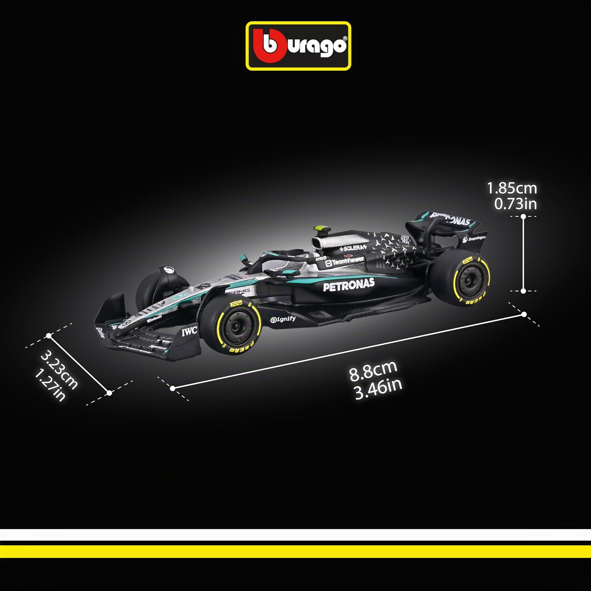 Bburago F1 Mercedes-AMG W16 2025 #12 Antonelli Diecast Model 1:64 Replica Monoposto Formula 1