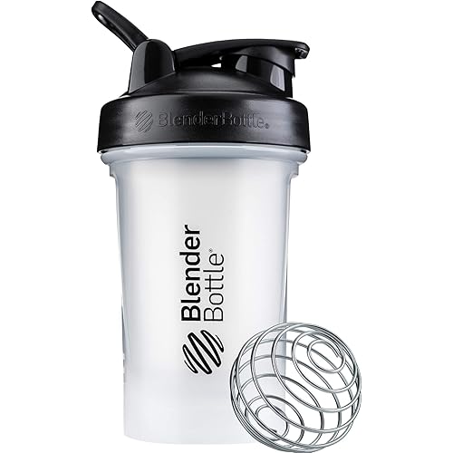 BlenderBottle Classic V2 Shaker Bottle Perfect for Protein Shakes and Pre Workout, 20-Ounce, Clear/Black