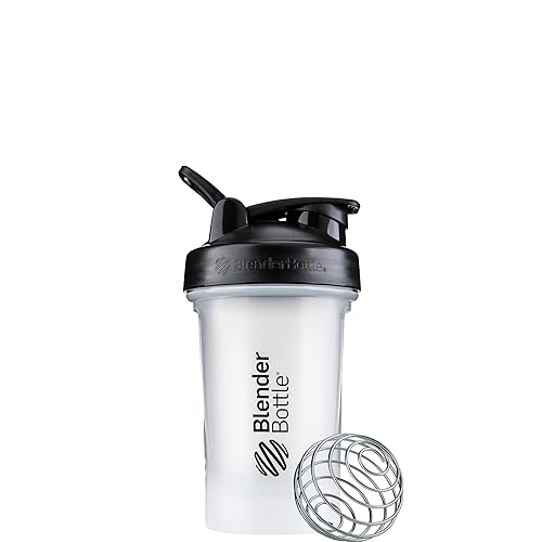 BlenderBottle Classic V2 Shaker Bottle Perfect for Protein Shakes and Pre Workout, 20-Ounce, Clear/Black