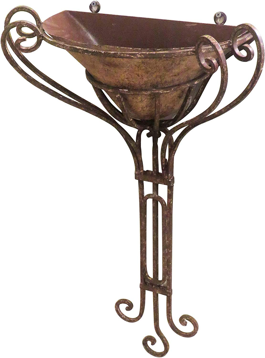 MY SWANKY HOME Tall Iron Wall Mounted Planter Outdoor Garden Scroll Metal Antique Style Open