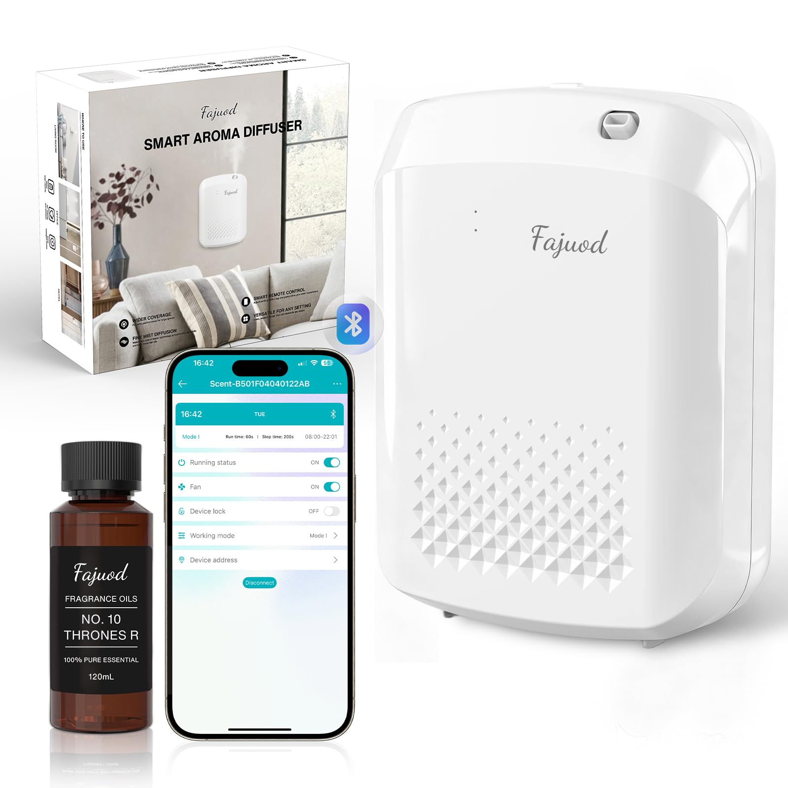 Waterless Essential Oil Diffuser, 3000 Sq.Ft, with 120ml Scent Oil | App Control, Cold Air Scent Machine, No-Noise Aroma Diffuser, 400ml, Large Room, Home, Hotel, Office, Holiday Gift, White