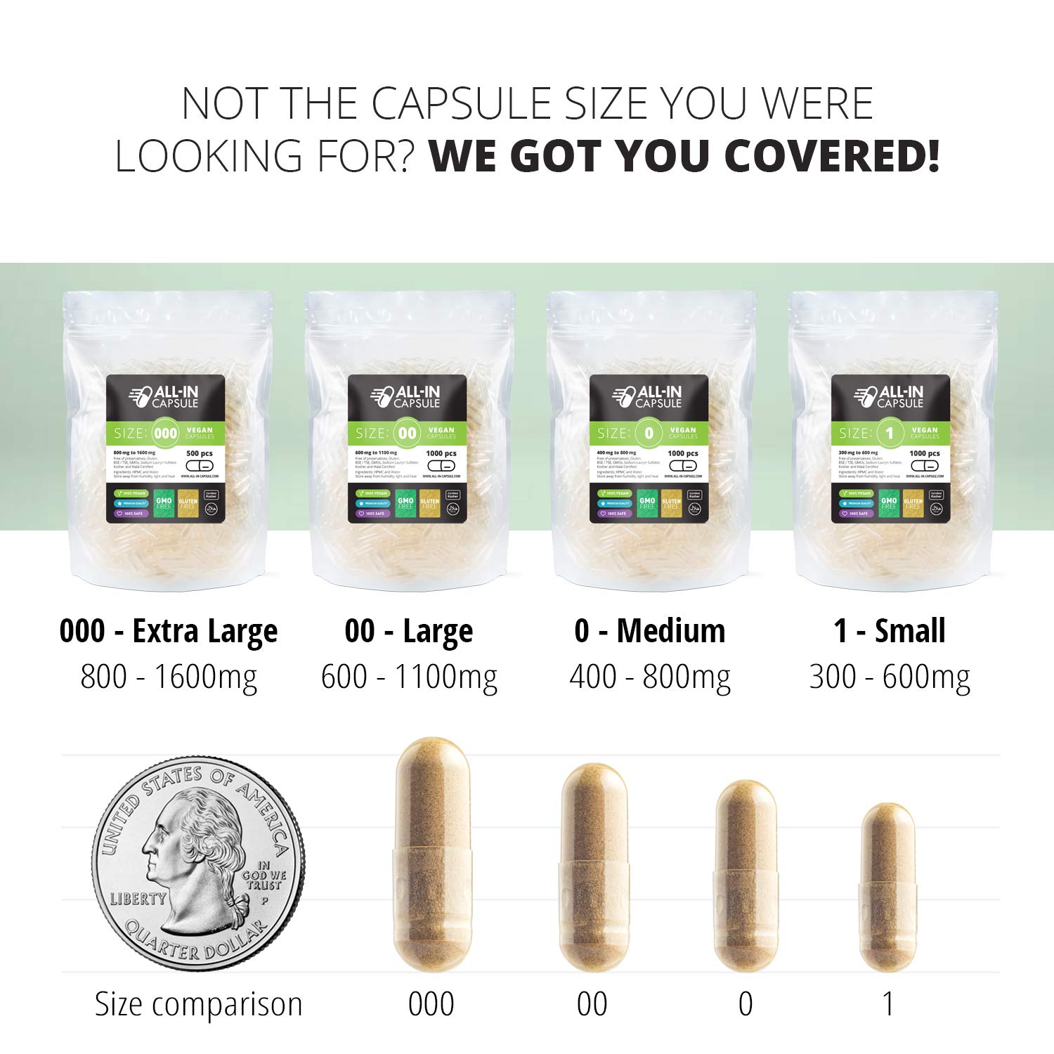 Buy ALLIN Capsule Size 00 Clear Empty Vegetarian Capsules 1000