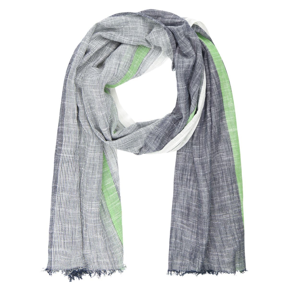 LINDENMANN Scarf/woven scarf men 100% cotton, men's scarf, green