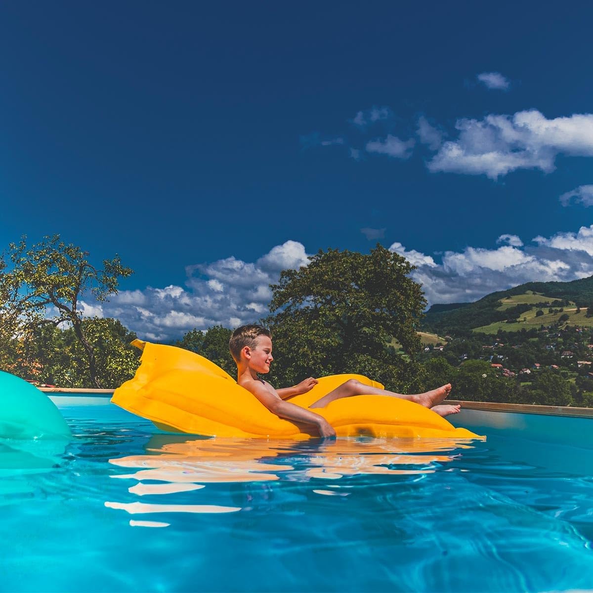 LIVEDECO - Housse Vide Pouf Géant XXL, Flottant pour Piscine, Jaune Pool BiG52