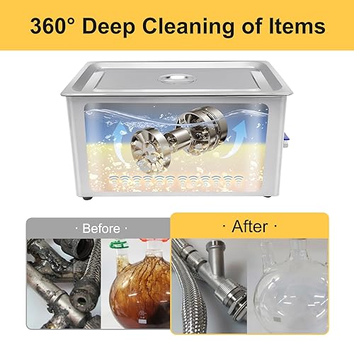 Miniatura 4 de Limpiador ultrasónico profesional de 5.8 galones con calentador y temporizador de 176 , 480 W, acero inoxidable 304, máquina de cavitación sónico