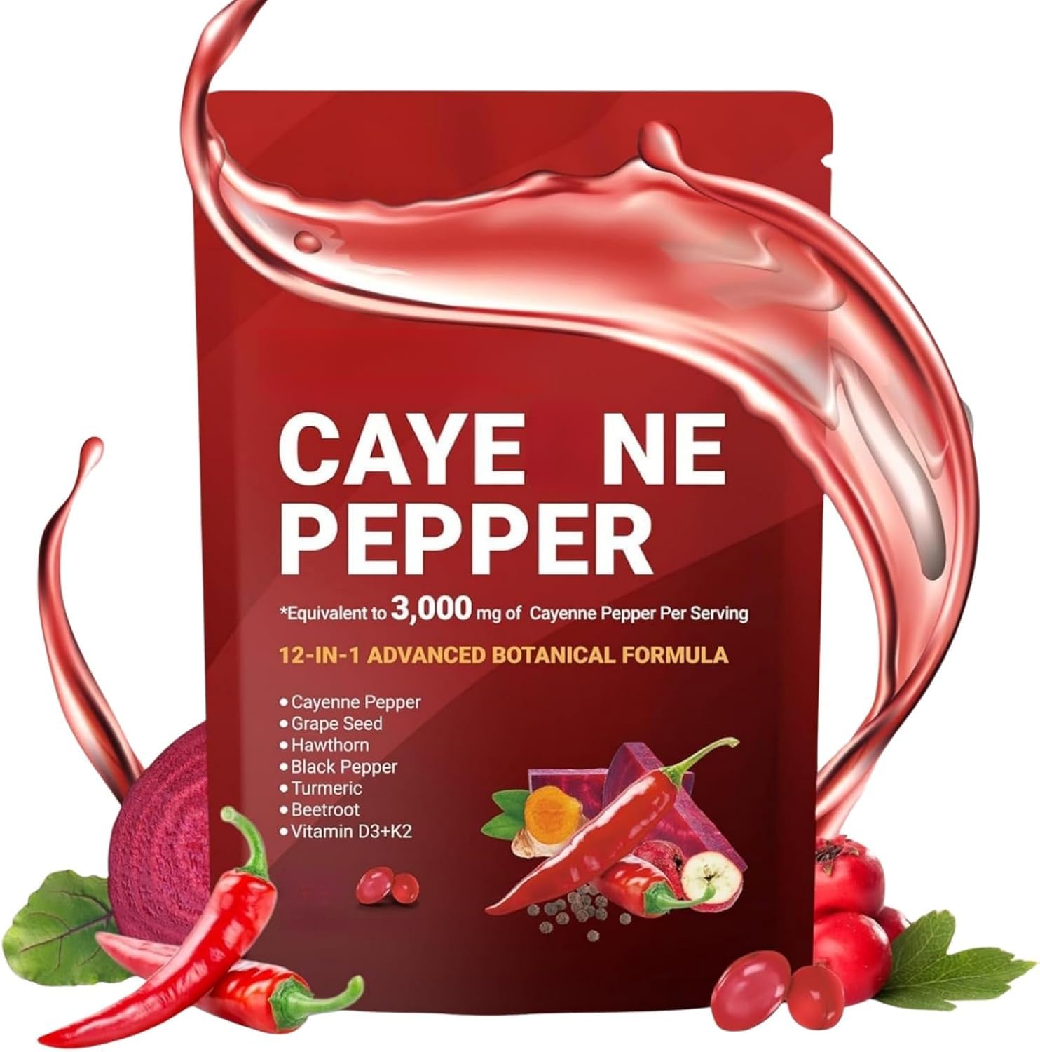 Complesso di pepe di cayenna, aiuta a nutrire l'intestino, la digestione delicata, il supporto del metabolismo, promuove l'equilibrio e la vitalità
