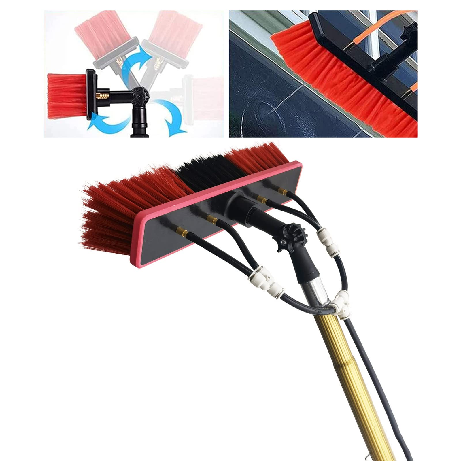 WXPGFEQ Window Cleaning Pole, Water/Hose Fed Pole Window Cleaning Brush Equipment Cleaning Photovoltaic and Solar Panels Roof-24Ft/30Ft
