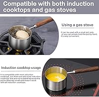 Vista 4 de Olla mini de acero inoxidable - calentador de mantequilla, 8.5 fl oz (250 ml) calentador de café/leche, mini cacerola para café, ideal