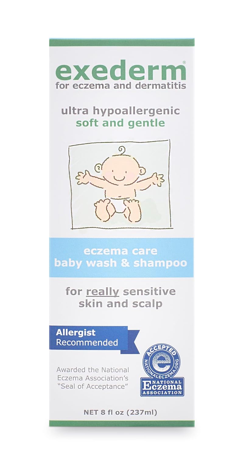 Exederm Baby Wash for Eczema and Dermatitis, 8 Fl Oz, Ultra Sensitive Non-Irritating Baby Bath Essentials for Dry, Delicate Skin, Hypoallergenic, Color, Fragrance, Paraben & Sulfate Free Wash & Shampoo image 2 of 4 B0141N46H4