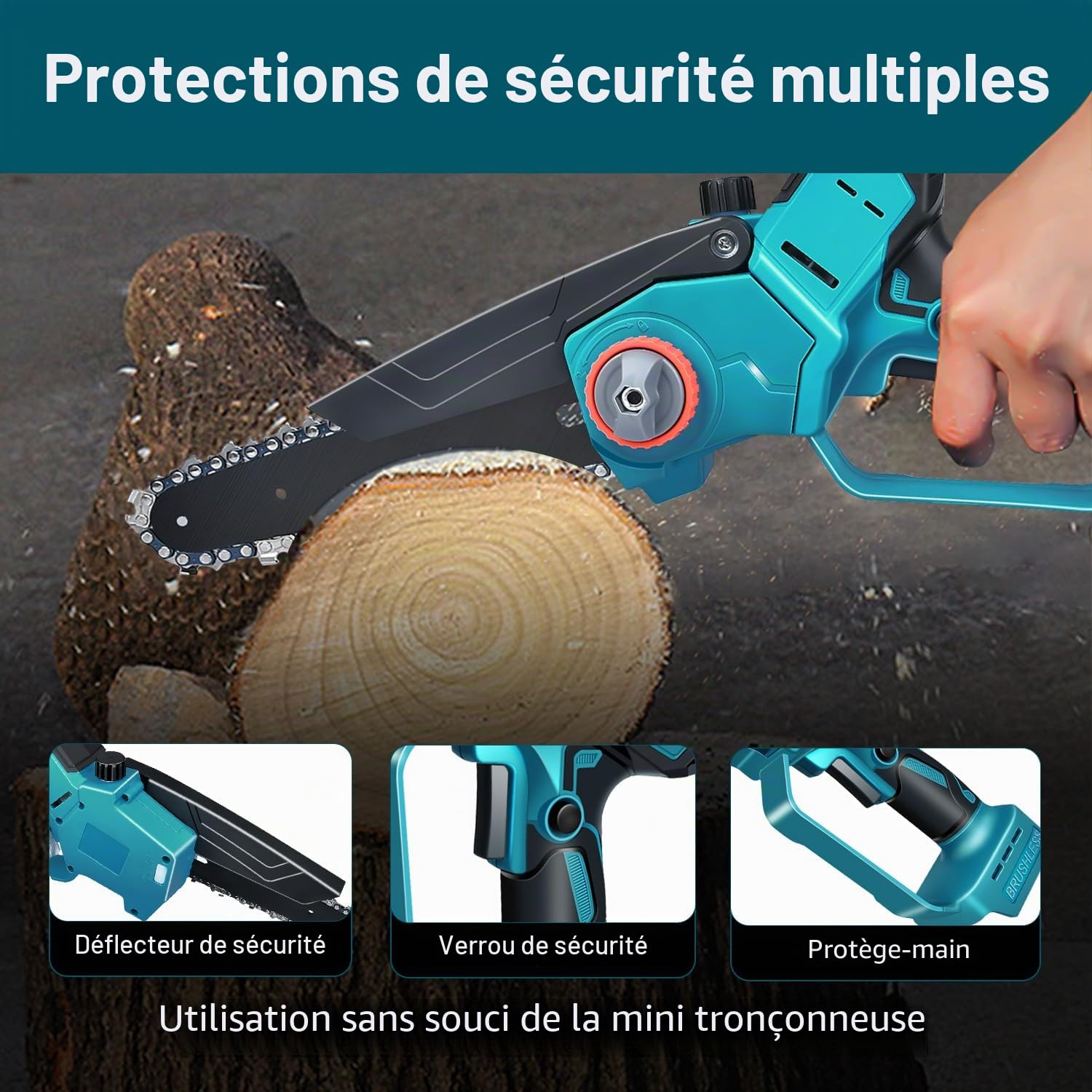 Mini tronçonneuse pour batterie Makita 18 V, 1200 W, sans balai, électrique de 1200 W, tronçonneuse sans fil, pour sécateur, coupe du bois (piles non incluses)