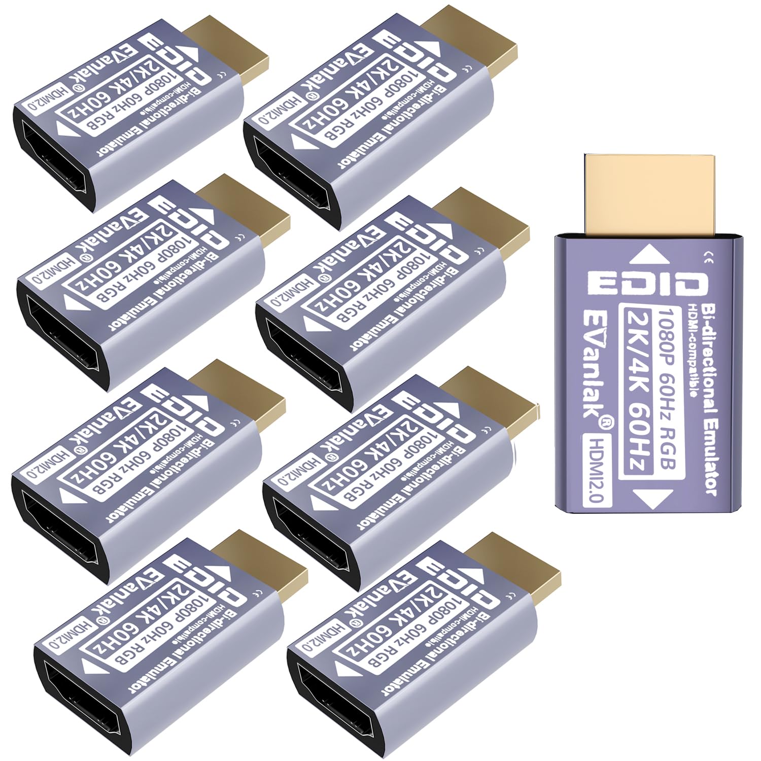 EVanlak HDMI Passthrough EDID Emulator Adapter - Virtual Monitor Headless Ghost Display, 1080P to 4K at 60Hz, Bi-Directional Auto-Detection, 9 Pack