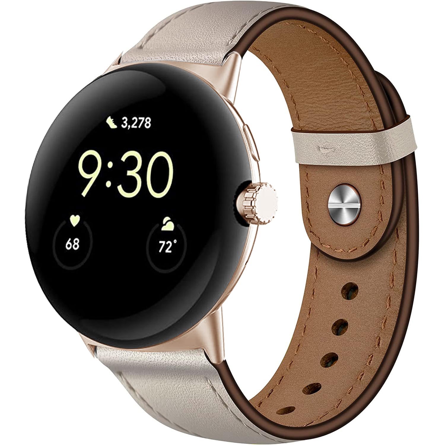 Leather Band Compatible for Google Pixel Watch Band Replacement Strap Breathable Bracelet Band for Google Pixel Watch Smartwatch Accessories