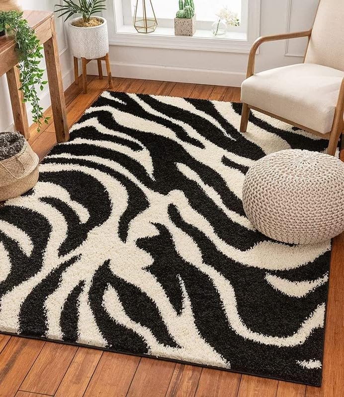 Art Carpet- Rug for Living Room and Bedroom 3x5 feet, Soft Woven New Elegant Design Carpet for Home decore. [ Size 3x5 Rectangular] Colour- Zebra-image-7