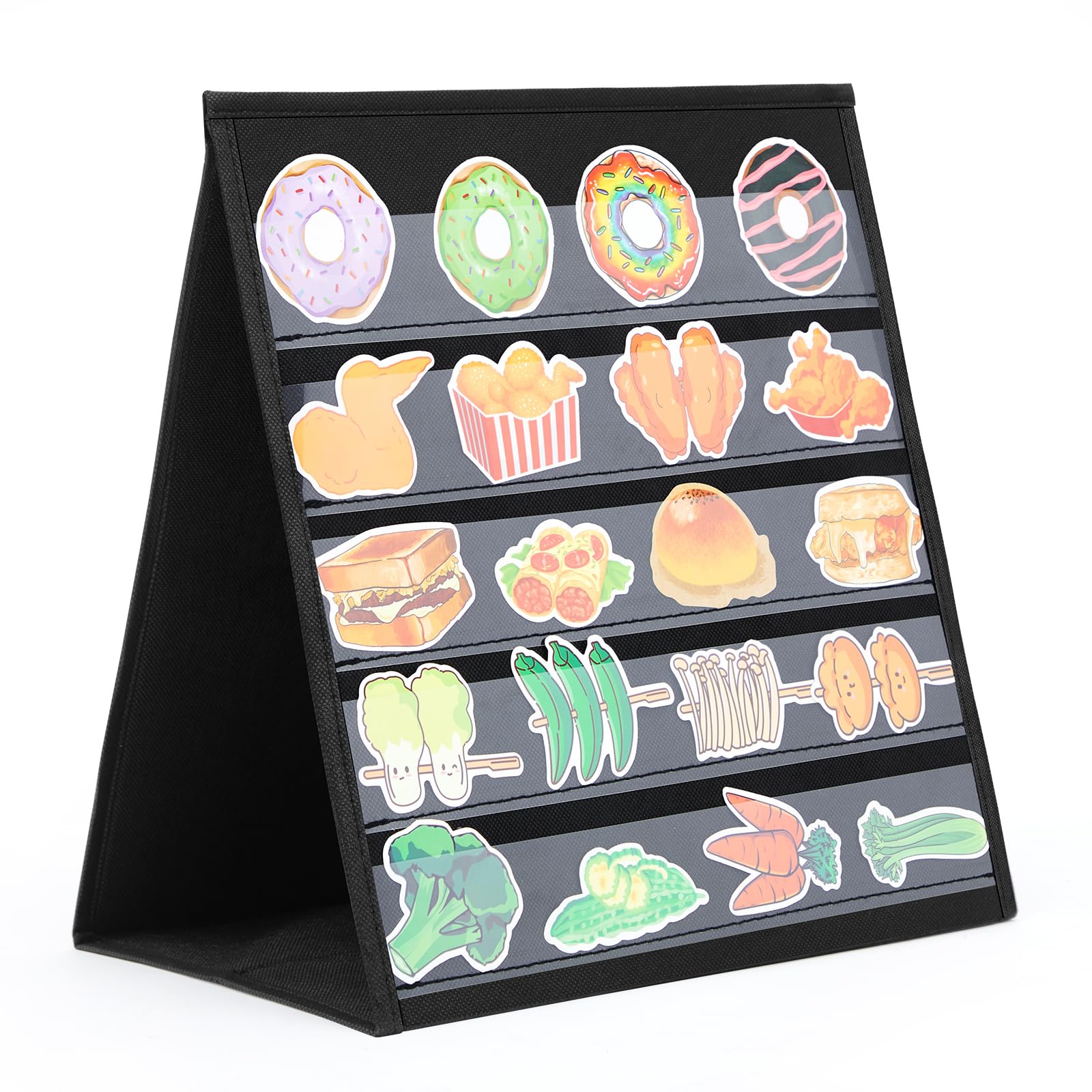 Photo 1 of Faccito Portable Stickers Display Stand for Vendors Big 4'' Stickers, 5 Layers and 2 Sides No Assembly Required Sticker Display Rack for Vendor Events, Small Business Supplier Events Black 12x13in