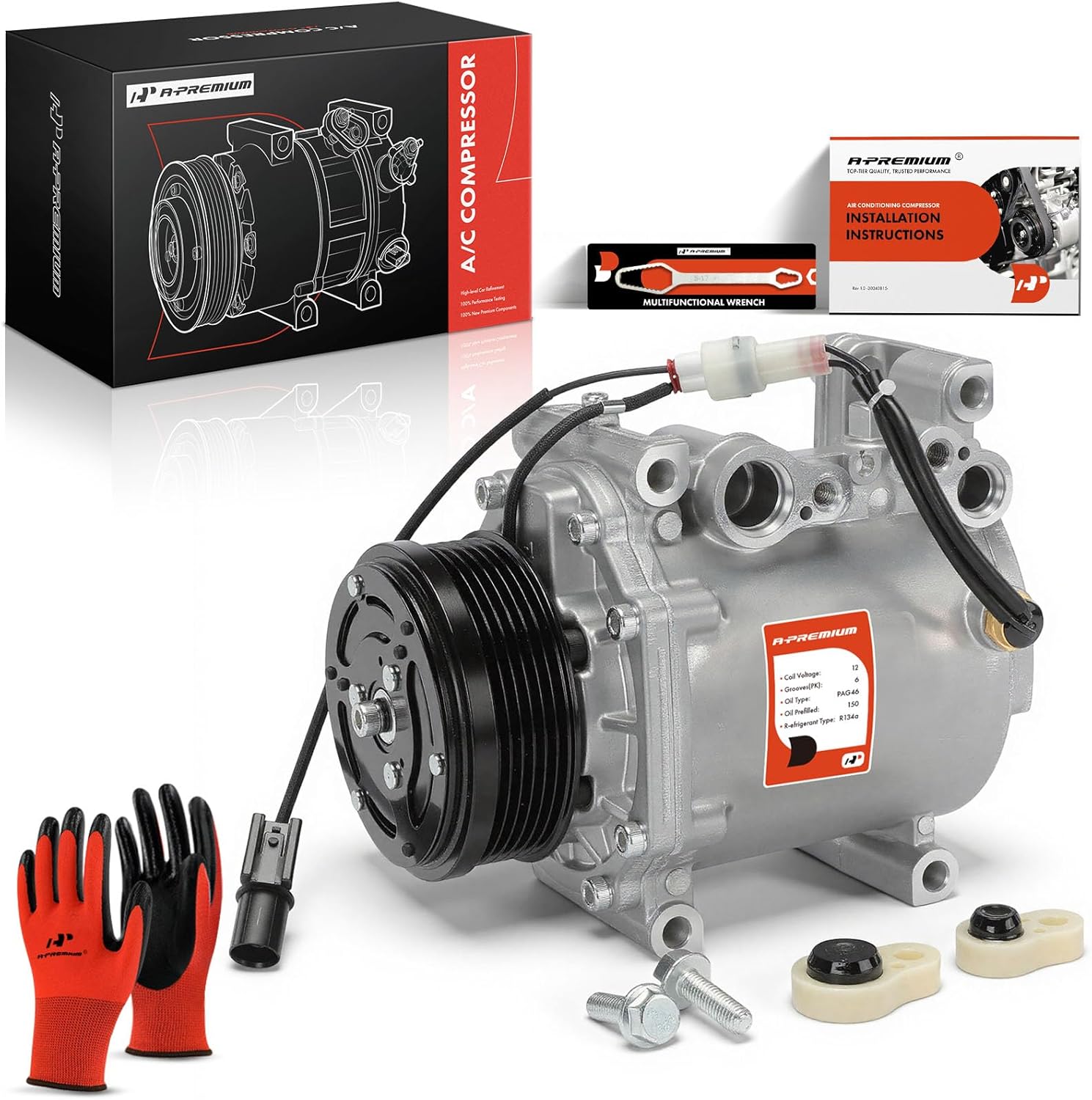A-Premium Air Conditioner AC Compressor with Clutch Compatible with Mitsubishi Eclipse 2006-2011, Endeavor 2011, Galant 2004-2012, 2.4L 3.8L