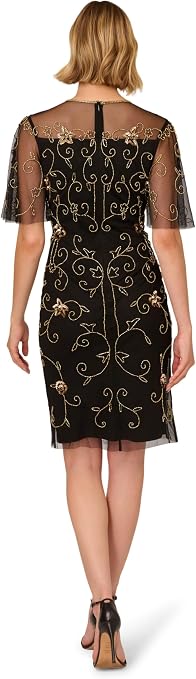 illusion neckline beaded dress in black rosegold Adrianna Papell Women's Neck Dress, Black/Gold, 8 Clothing, Shoes & Accessories and a low asymmetrical long hooded dress Ever-Pretty Elegant Sequin Long Size:46