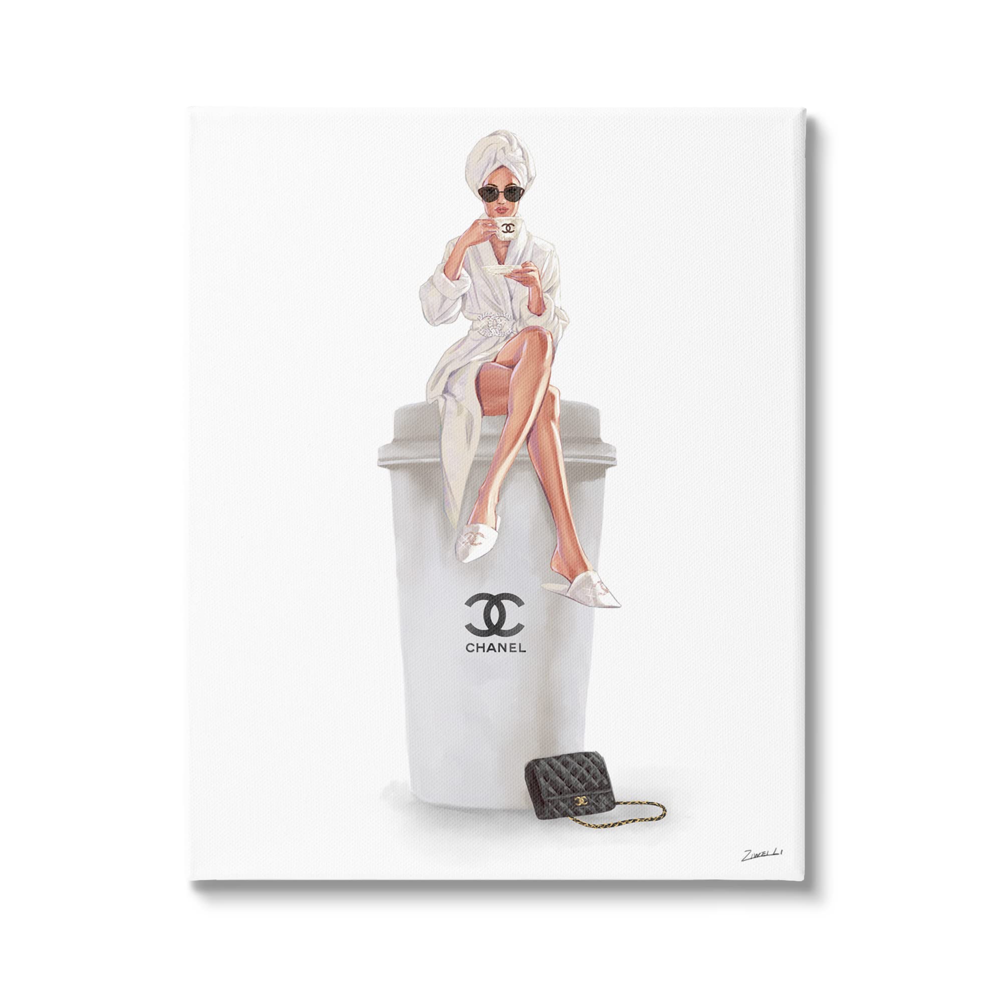 Stupell IndustriesMorning Brunch Glam Girl Sipping Coffee Canvas Wall Art, Design by Ziwei Li