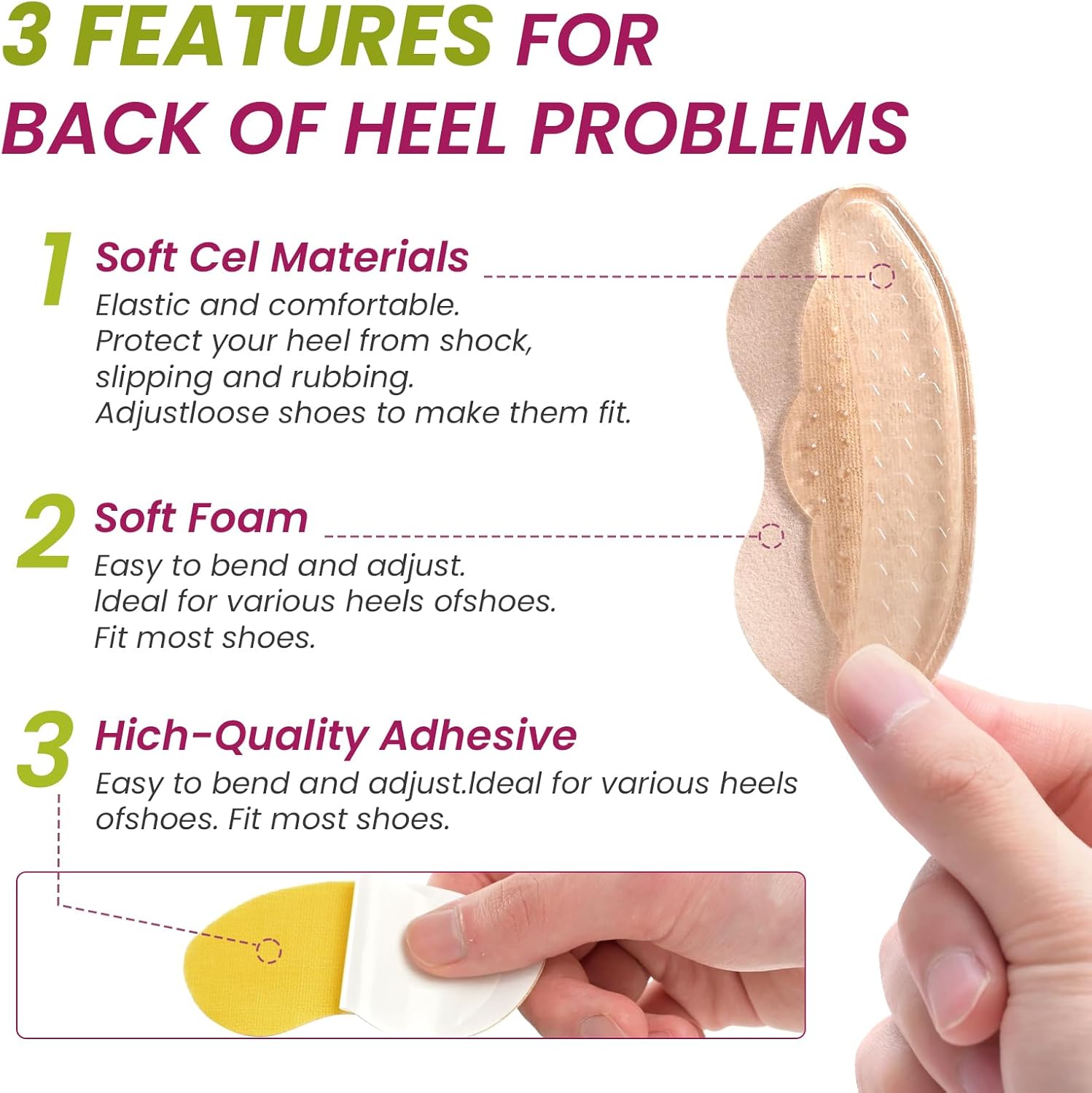 Heel Grips Metatarsal Pads Set for Pain Relief - Bukihome Ball-of-Foot Cushions for Forefoot Pain Relief, Metatarsalgia Morton’s Neuroma, Heel Liners for Back Heel Pains Loose Shoes, Men Women (Clear) - Image 4