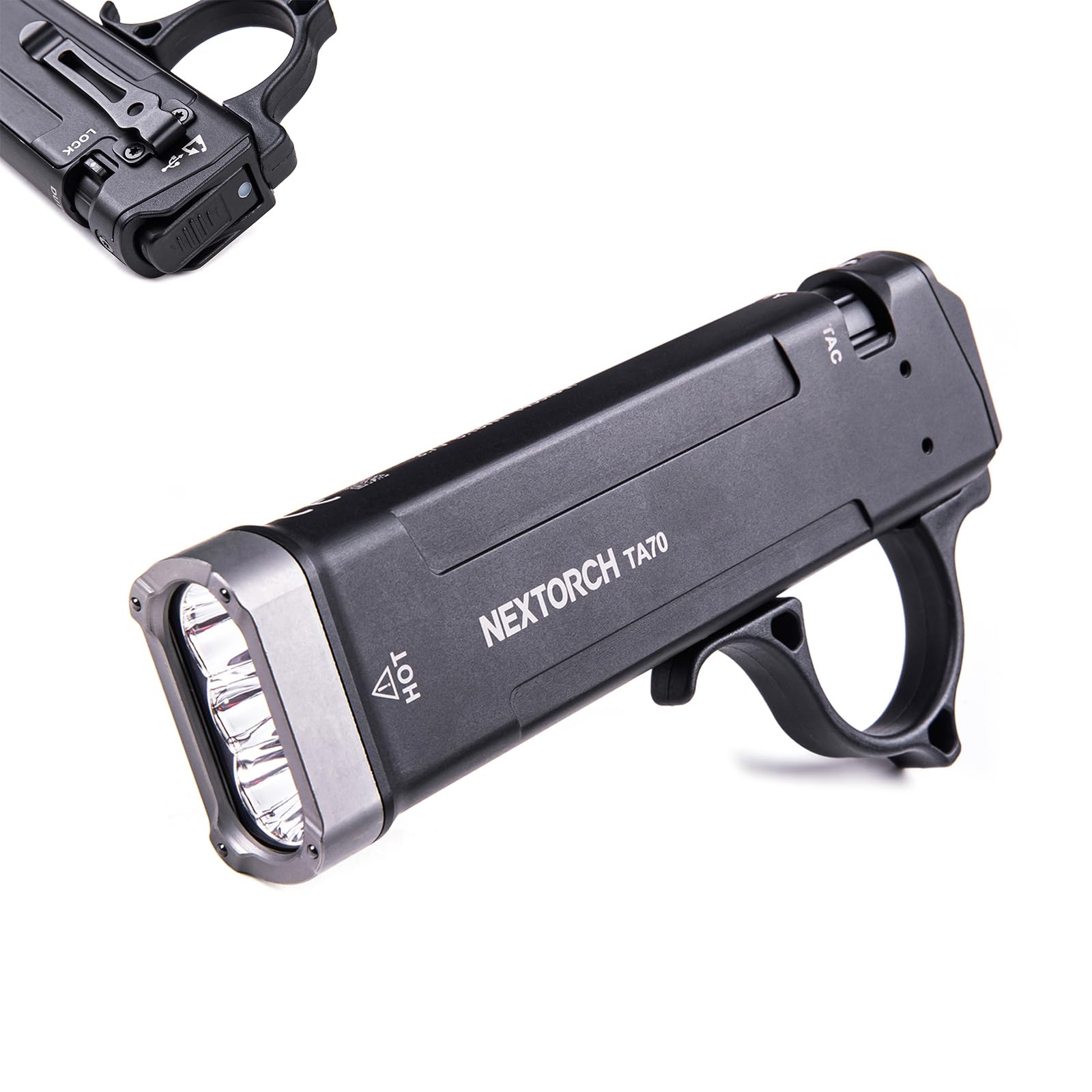 Nextorch TA70 - Torcia tattica piatta, ricaricabile, super luminosa, sottile, EDC 3500 lumen, torcia a LED ricaricabile USB-C, super sottile IP67, impermeabile, torcia tascabile per campeggio, corsa