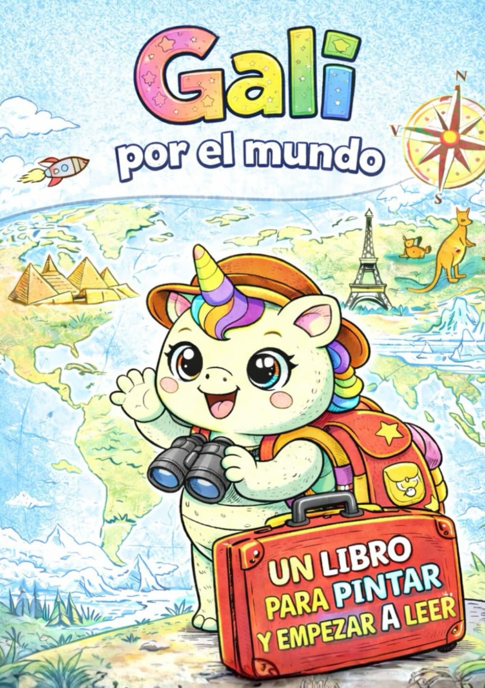 Gali por el mundo: Libro para pintar y empezar a leer | Infantil 3 a 6 años