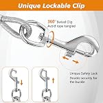 XiaZ Dog Tie Out Cable for Large Dogs, 15/20/30/50/70/100ft Heavy Duty Dog Cable Chain Up to 250lbs, Reflective Dog Lead Leash for Outside, Yard, Camping, (Silver, 250lbs 20ft)