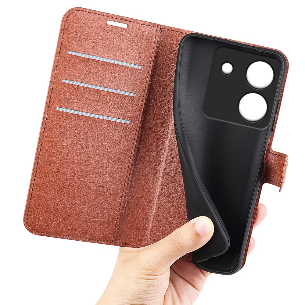 Fertuo Funda Cartera Con Soporte Y Ranuras Para Xiaomi Poco M7 Pro 5G – Cuero Sintético, Negro