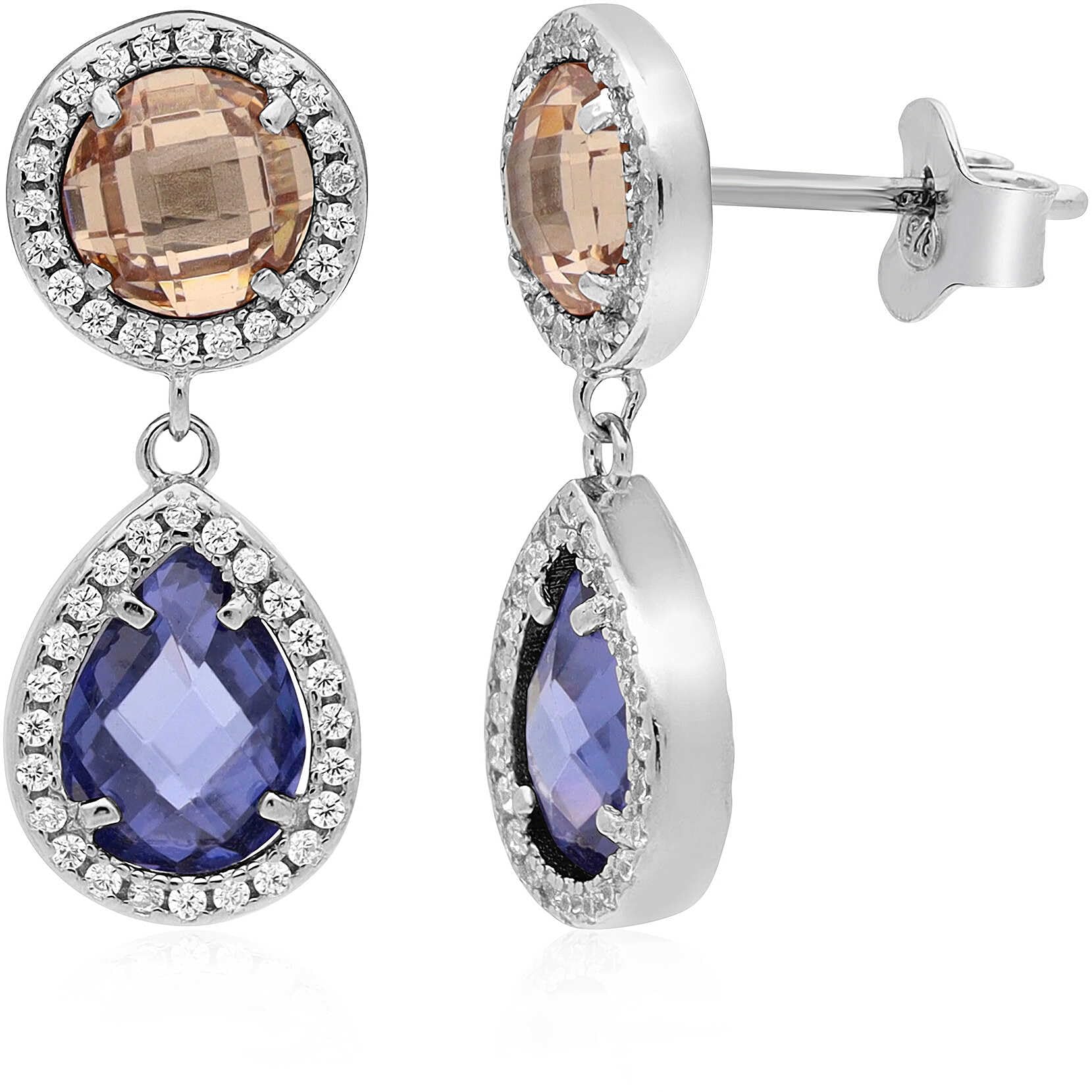 Orecchini del brand GioiaPura con zirconi multicolor realizzati in argento 925. Tipo di chiusura perno e farfalla, simbolo goccia. La referenza è: INS029OR377RHMU