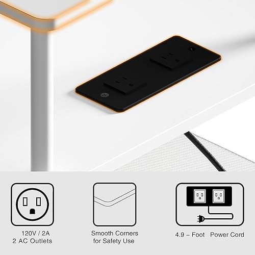 Miniatura 7 de Mesa auxiliar pequeña con estación de carga, mesa auxiliar para espacios pequeños, mesita de noche delgada con tomacorriente, sofá junto a la mesa,