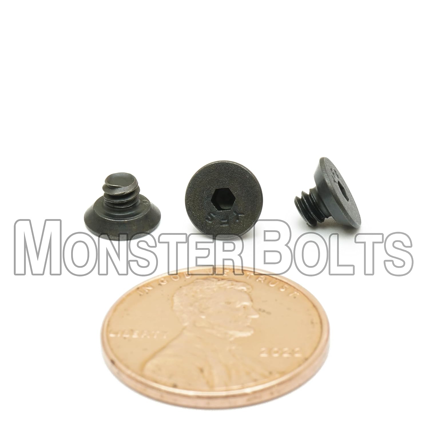MonsterBolts - #6-32 x 3/16" Flat Head Socket Cap Screws, ASTM F8356, Alloy Steel, Black Oxide, 50 Pack