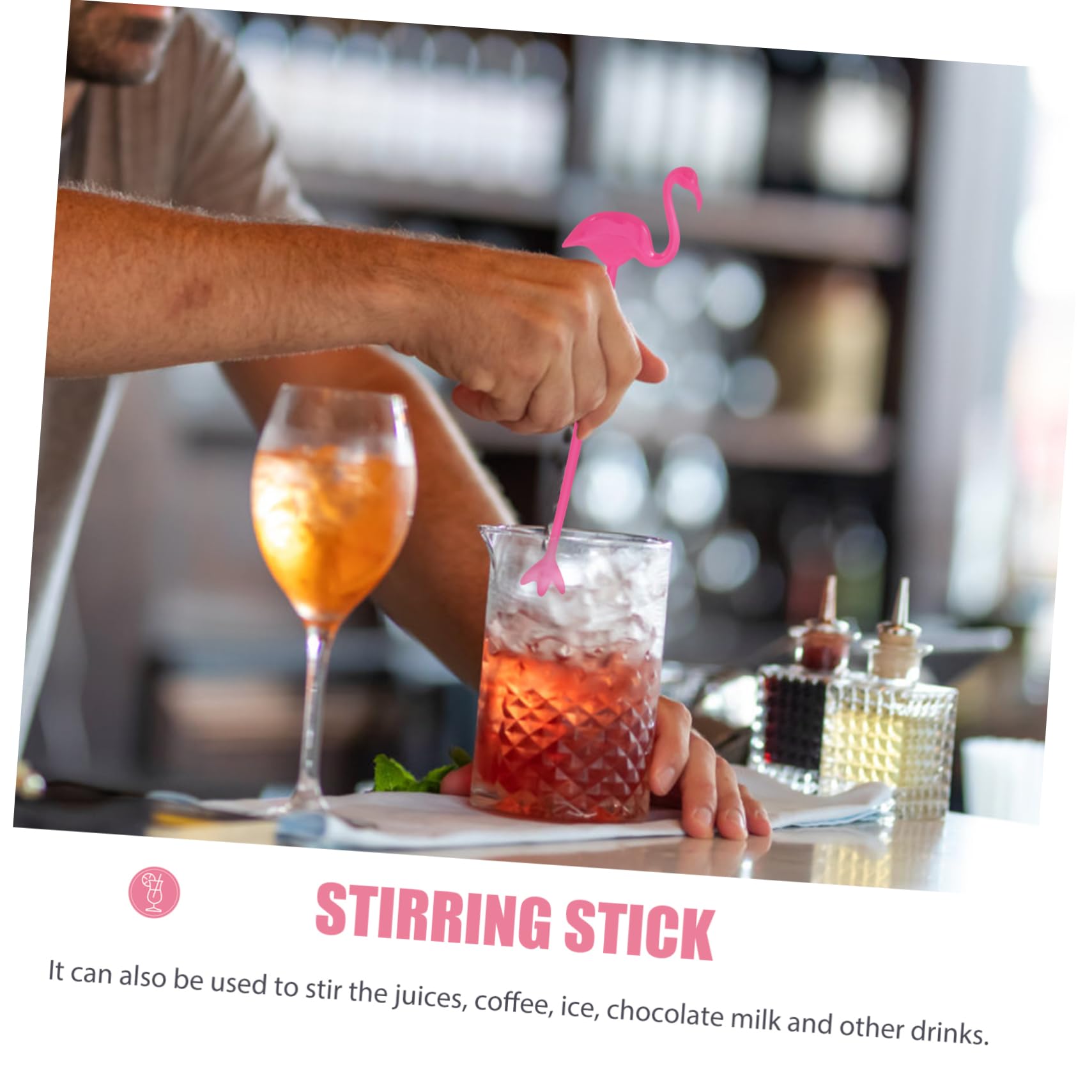 Garneck Drink Stirrer Set 12pcs Sticks Stirring Rod for Cocktail Beverage for Parties