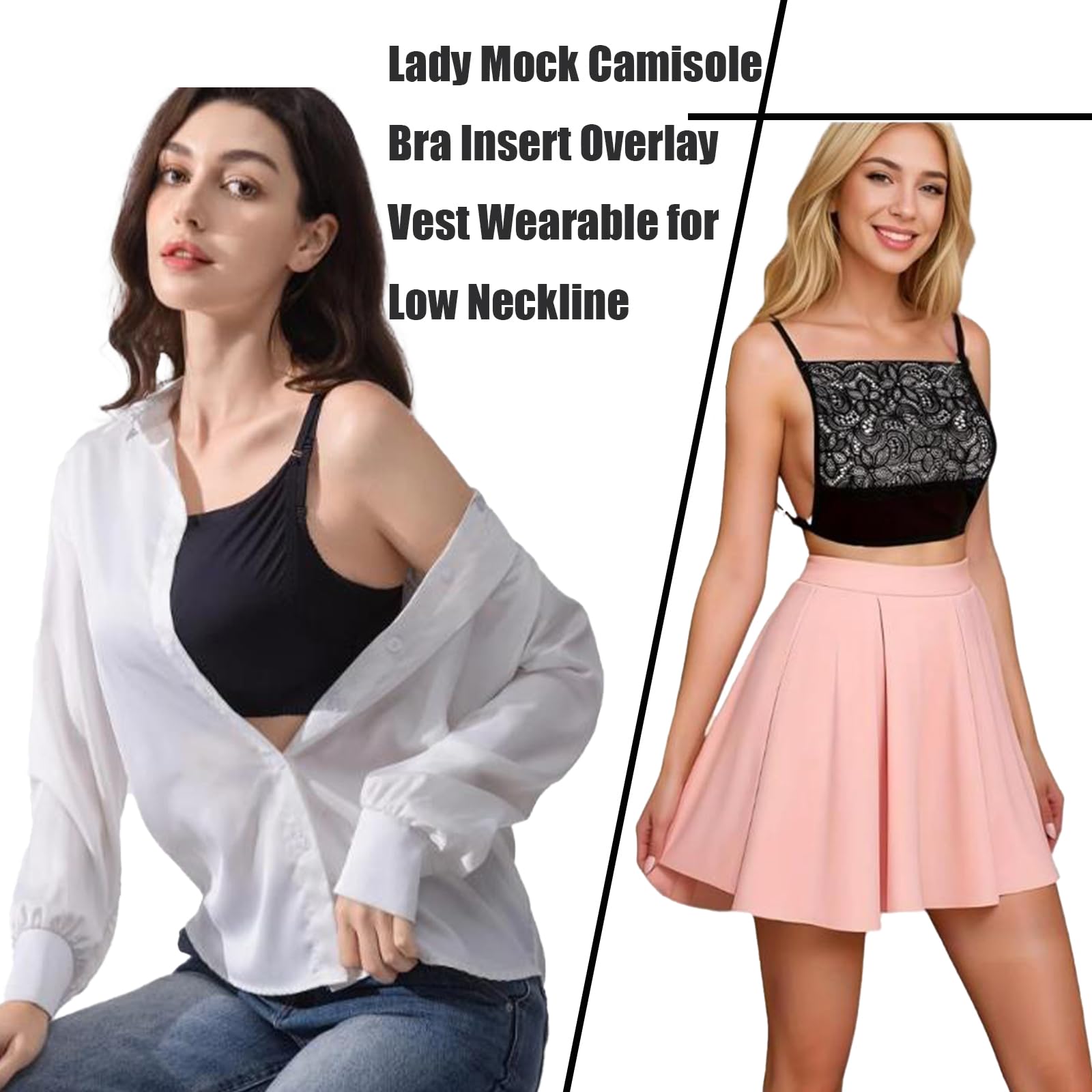 Camisole Débardeur Femme pour Décolleté Bas Caroco | en Dentelle Couverture Soutien-gorge Cache-décolleté