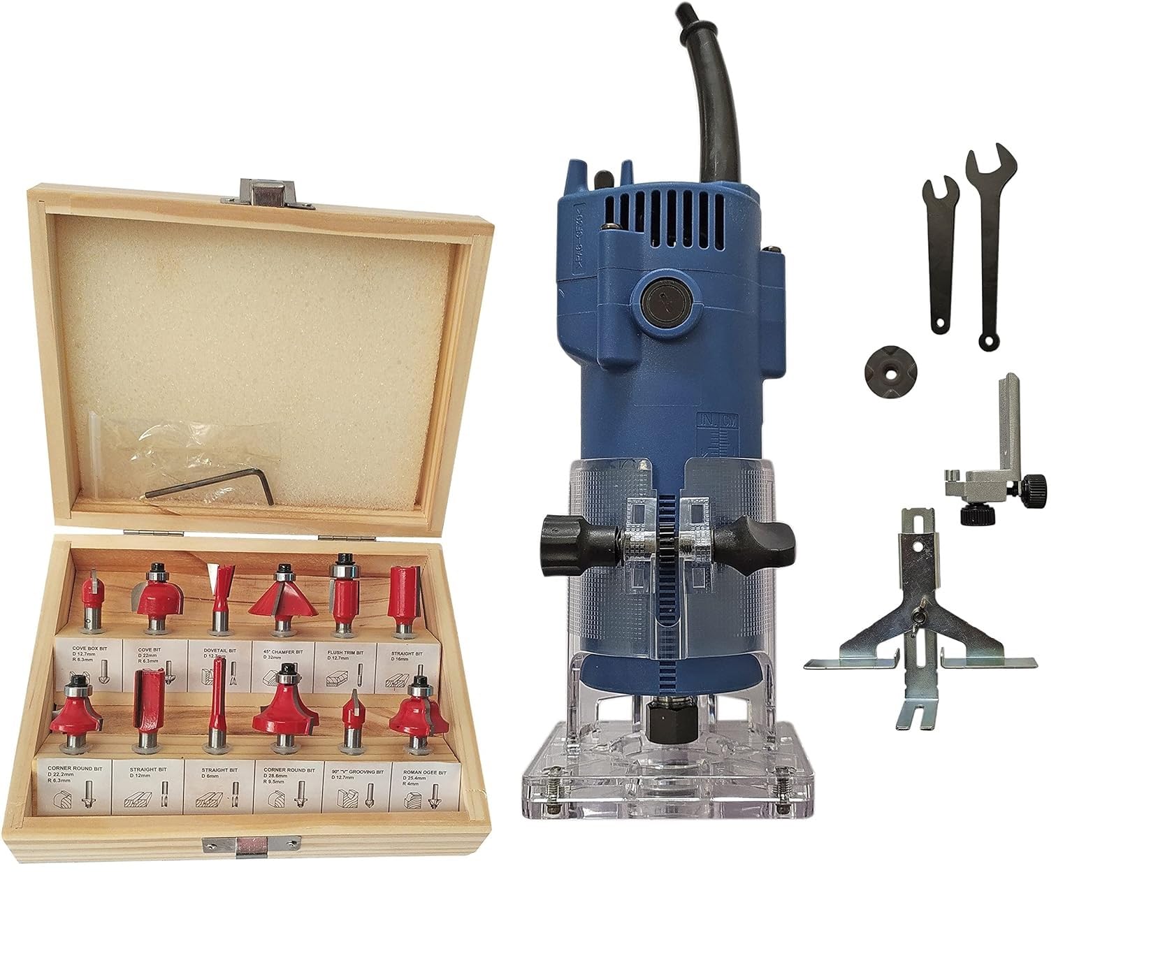 Inditrust DM Electric Trimmer Machine 700W 6.35mm with 12pc Router bit 6.35mm for Wood working Rotary Tool (6.35 mm)-image-31