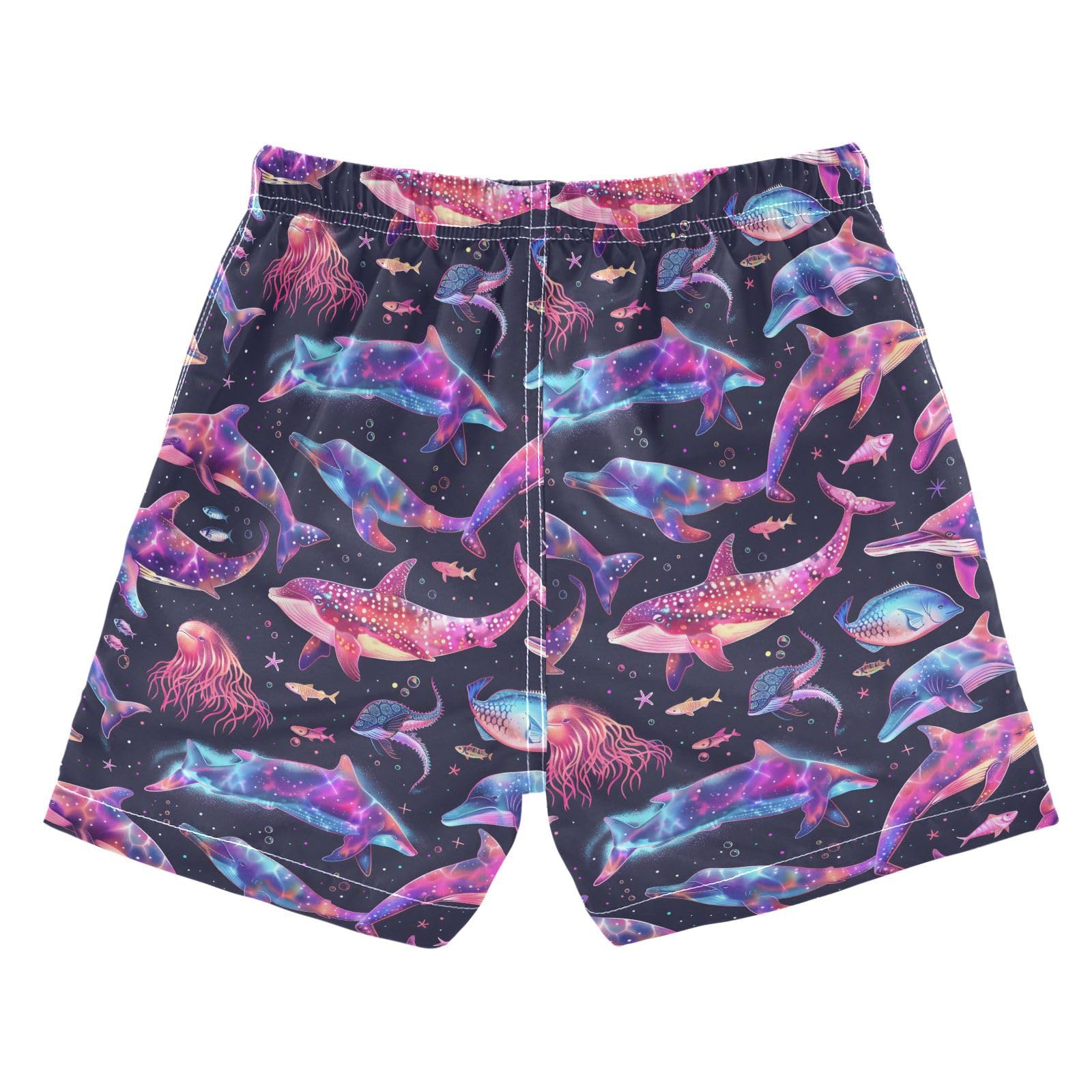 ALAZA Neon Dolphin Jellyfish Boys Quick Dry Beach Board Shorts Kids Swim Trunks Bathing Suit Swimsuit 2T