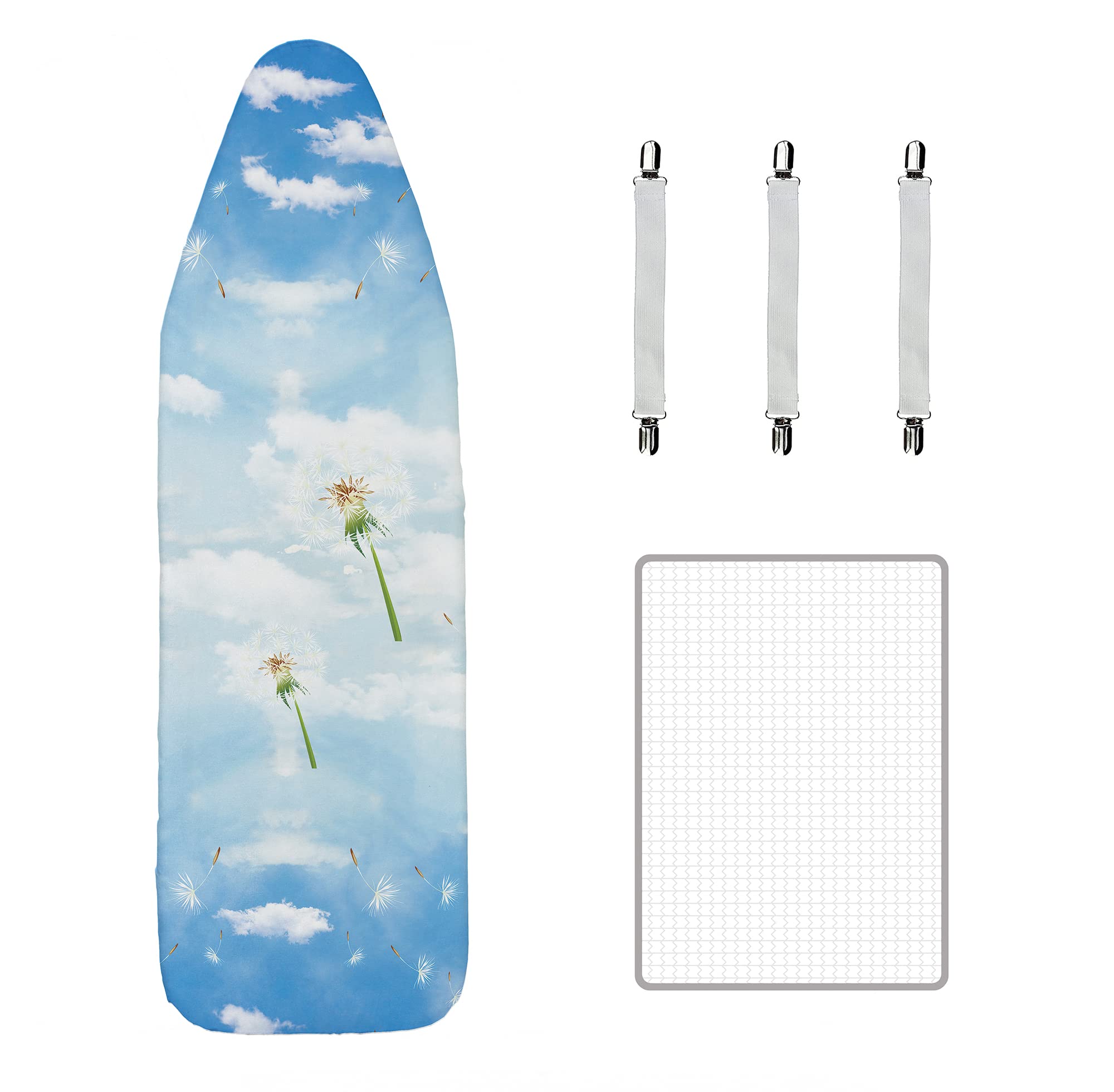 Maishijie Ironing Board Covers 125x40cm（49"x16"） With Thick 3mm Foam，Fit For 117x32cm （46"x12.5"） Ironing Board Max，3 Fasteners and Scorch Mesh Cloth