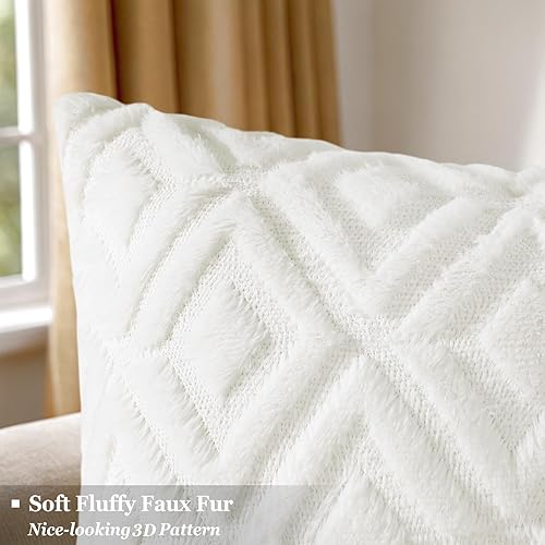 Miniatura 2 de Pallene Fundas de almohada de piel sintética suave de 20 x 20 pulgadas, fundas de almohada decorativas de terciopelo de lana corta, fundas de