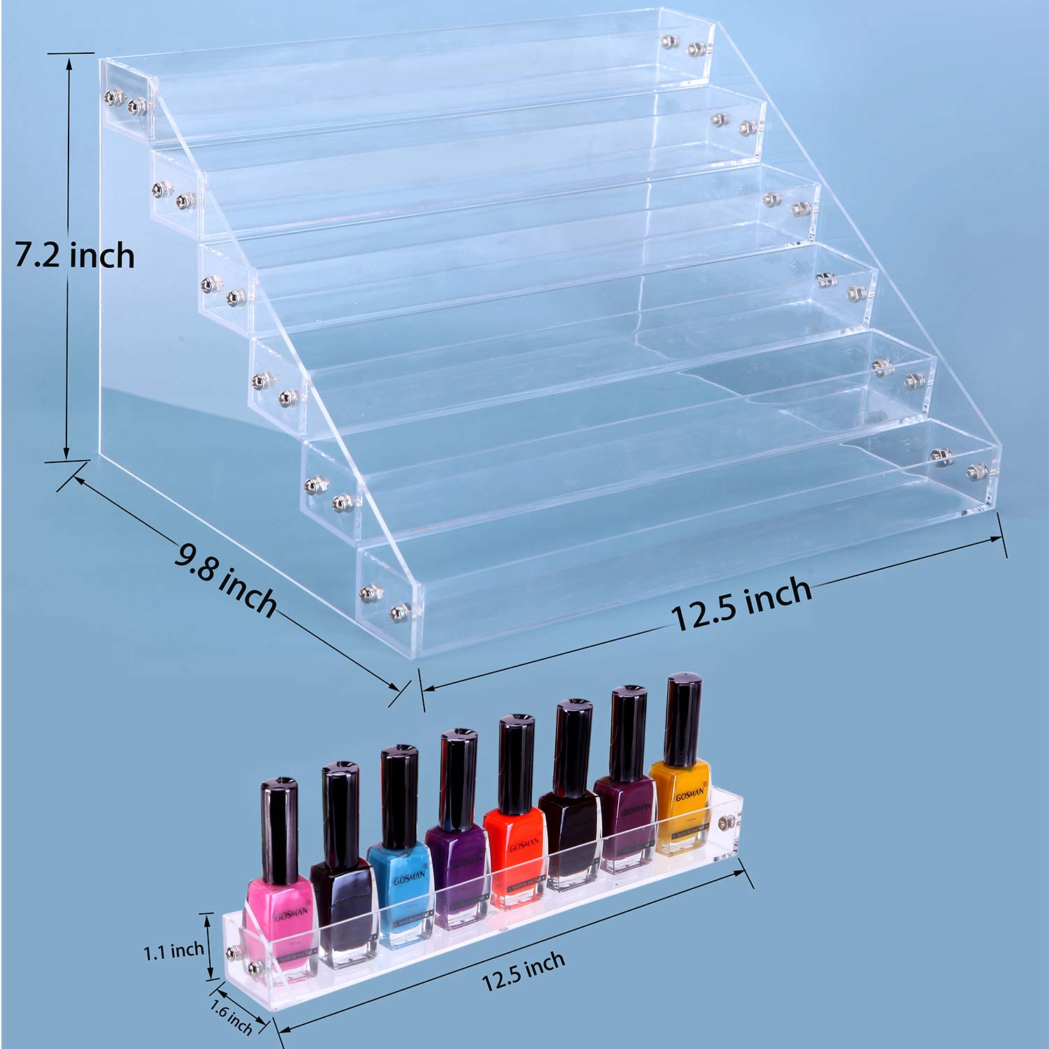 JANSBURG Nail Polish Organizer Ink Rack Holder Table Stand 6 Layer Acrylic Polish Holder Clear Paint Bottles Holder Essential Oil Storage Display Stand on the Table or Desk 2