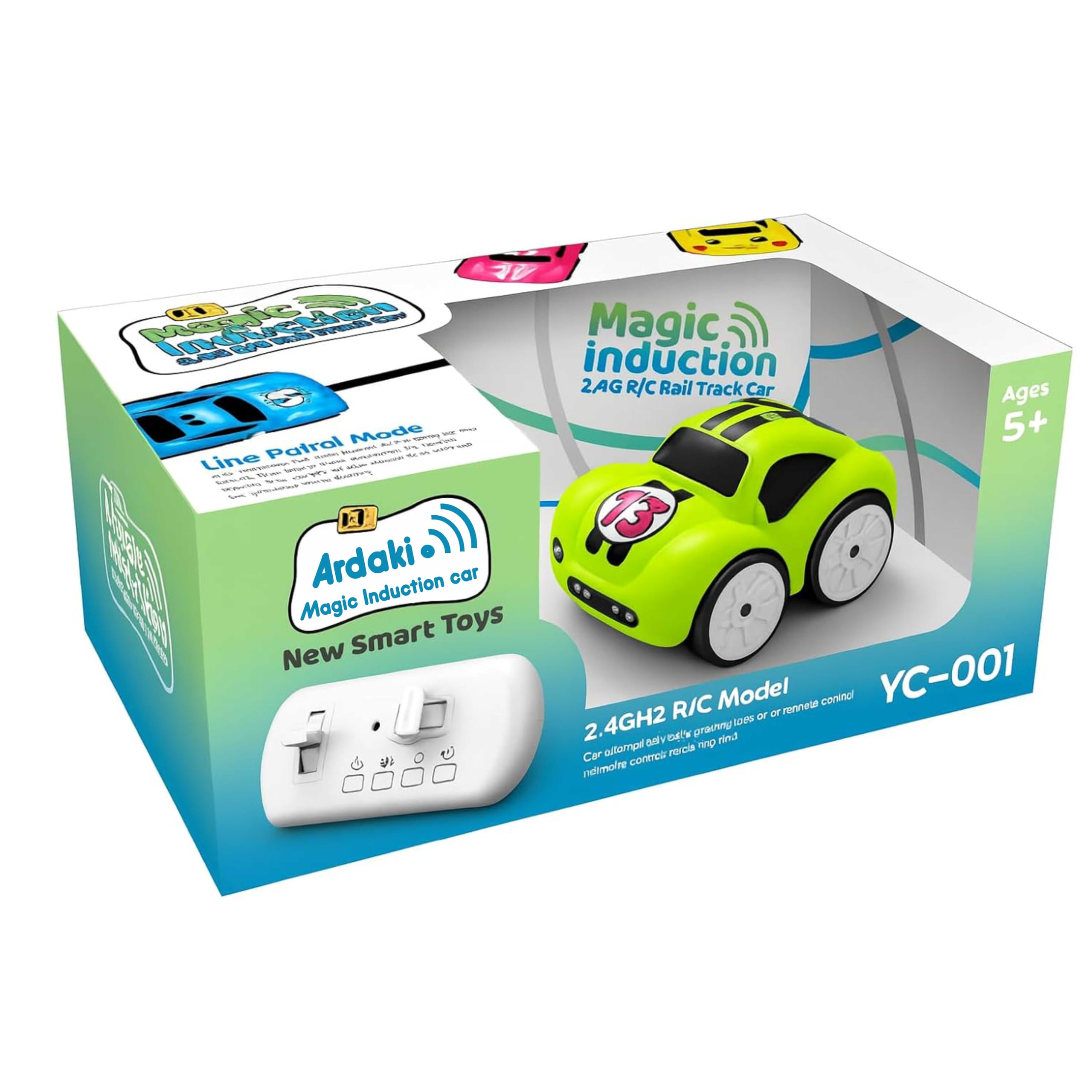 ARDAKI Rechargeable Smart Sensor Mini Car for Kids | Magic Induction RC Intelligent Sensor Mini Car with Smart Music & LED Lighting | Educational Racing Toy Gift for Boys & Girls