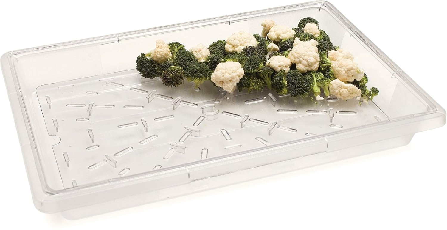 Carlisle FoodService Products Storplus Food Storage Container Drain Grate with Stackable Design for Catering, Buffets, Restaurants, Polycarbonate (Pc), 26 x 18 Inches, Clear